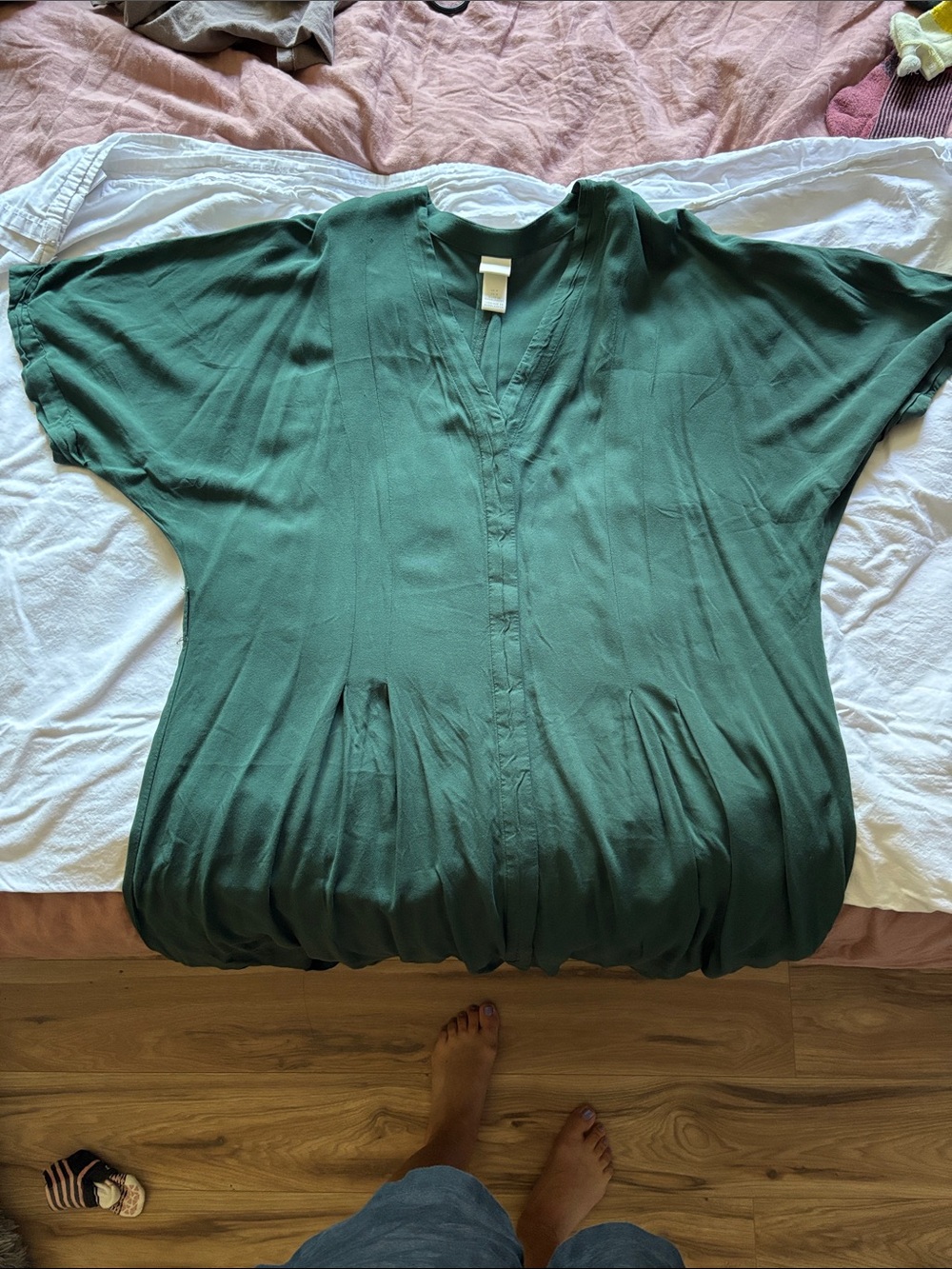 H&M Forest Green V-Neck Relaxed Tunic
